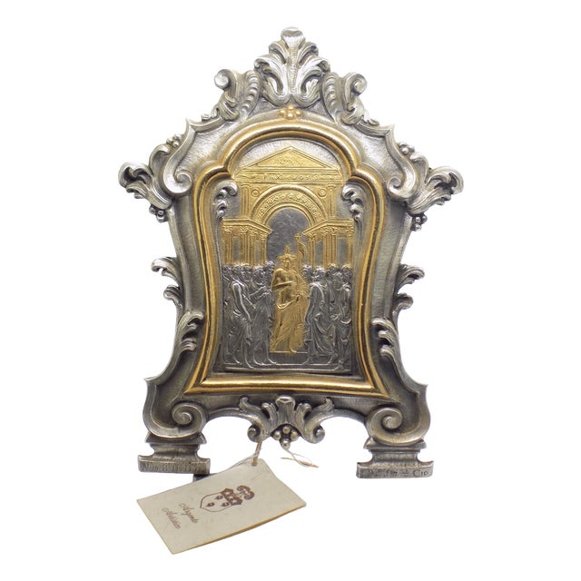 Large Vintage Italian Sterling Silver 925 Deposizione Pace Table Sculpture, Bologna, 1980s For Sale