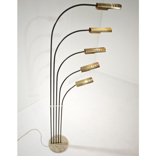 Mid-Century Modern Mid-Century Modern Brass, Acrylic Glass, and Travertine Floor Lamp from Goffredo Reggiani, Italy, 1970s For Sale - Image 3 of 17