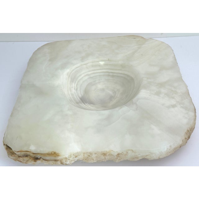 White Massive Carved & Polished Rock Crystal / Quartz Live Edge Ashtray, Circa 1960s For Sale - Image 8 of 12