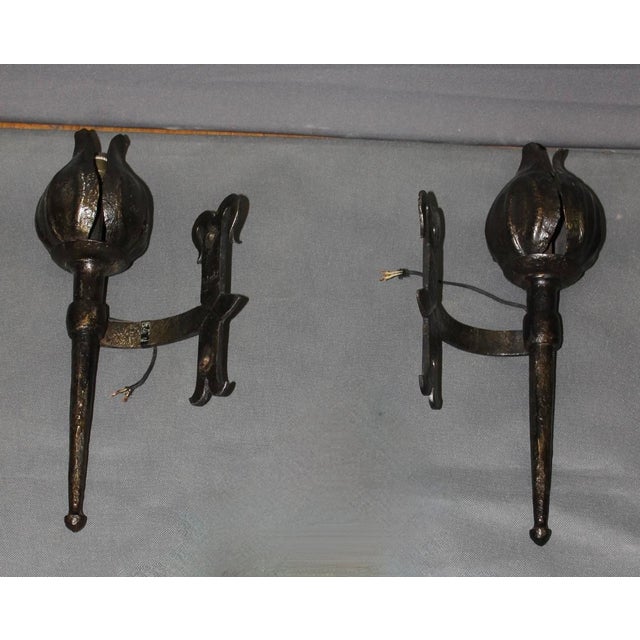 Medieval Wrought Iron Wall Sconces by Reboulet, 1950s, Set of 2 For Sale - Image 13 of 13