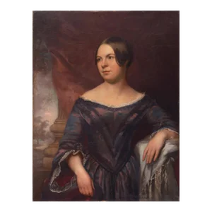 'Lady in a Satin Dress' by E. Brown, 1844, 19th Century, Neo-Classical Female Portrait Oil
