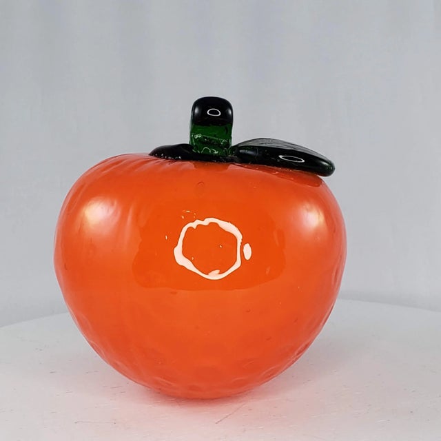 Glass Art Glass Orange Citrus Fruit Fake Faux Home Decor Paper Weight For Sale - Image 7 of 7