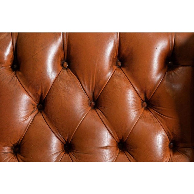 circa 1940 English Tan Leather Wingback Armchair W71 x D72 x H95.5 cm Seat height 48 cm Weight 25Kg