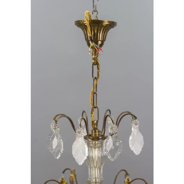 Antique Louis XVI Crystal Glass and Brass Chandelier For Sale - Image 15 of 18