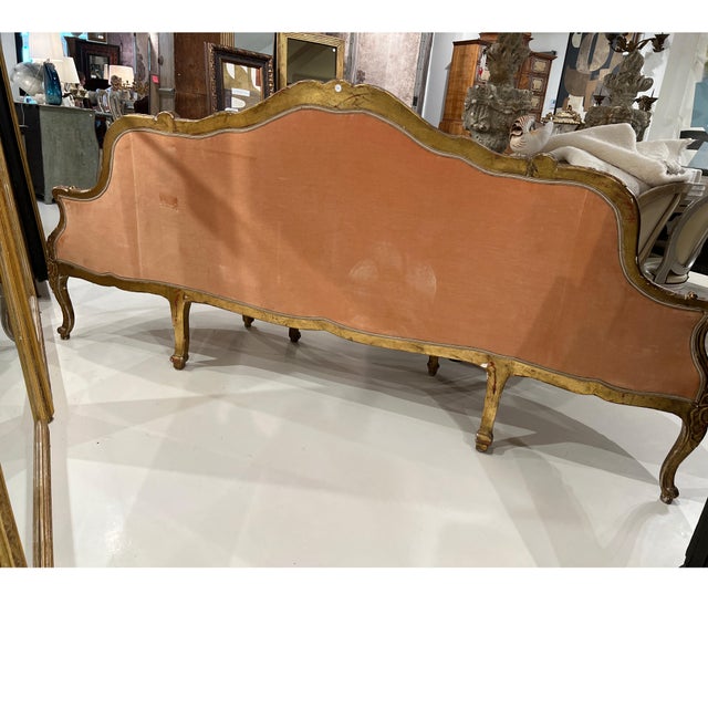Brown 19th Century Swedish 3 Seat Giltwood Banquette For Sale - Image 8 of 8