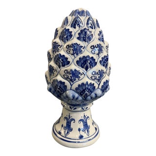 Blue & White Pinecone Finial Object For Sale
