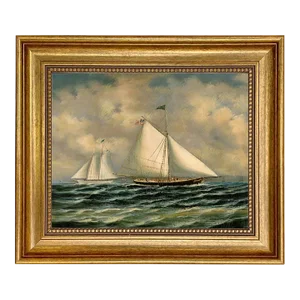 The Sloop 'Maria' Racing the 'America' by Buttersworth Oil Painting Print on Canvas in Antiqued Gold Frame