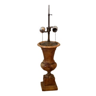 Early 20th Century Amber Colored Italian Alabaster Campagna-Form Urn Table Lamp For Sale