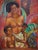 F. Cohen Warm-Toned Abstract Figurative Black Art Portrait of a Mother with Children, 20th Century For Sale