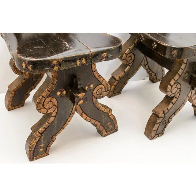 Wood Armorial Crown & Crest, Hall Chairs 19th C. Pair For Sale - Image 7 of 7