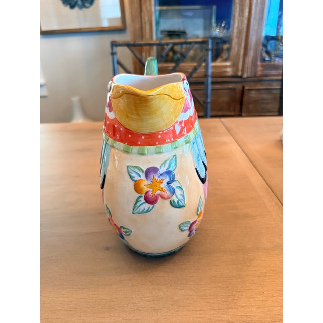 Ceramic 1990s Fitz and Floyd Gypsy Chicks Whimsical Pitcher For Sale - Image 7 of 10