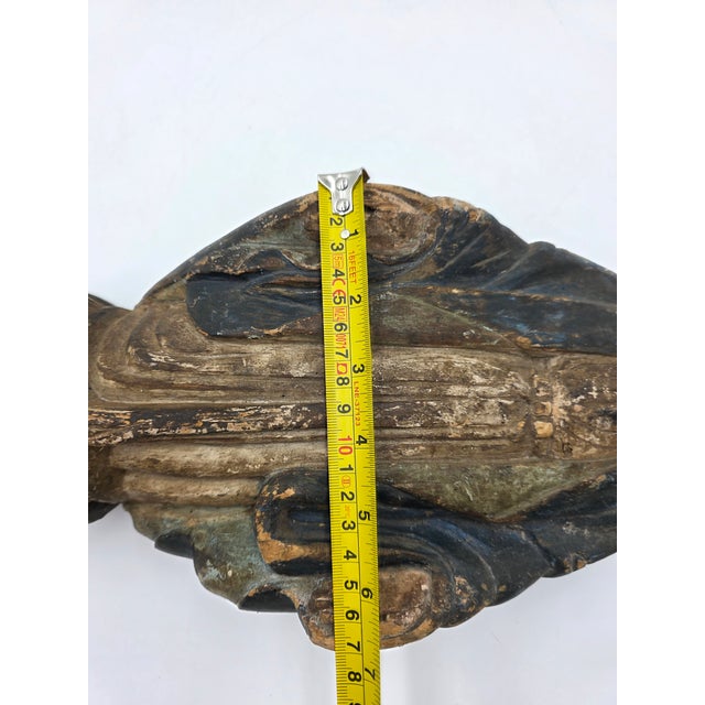 Rare Antique 18th Century Spanish Colonial Hand-Carved Virgin Mary Statue Polychrome Wood For Sale - Image 15 of 15