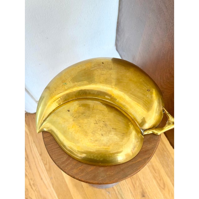 Metal Large Vintage Brass Divided Dish in the Shape of a Leaf For Sale - Image 7 of 7