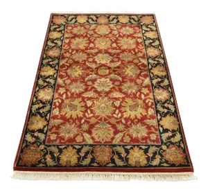 Agra Rug 4’1” X 6′ Red Wool Traditional Hand-Knotted Oriental Carpet