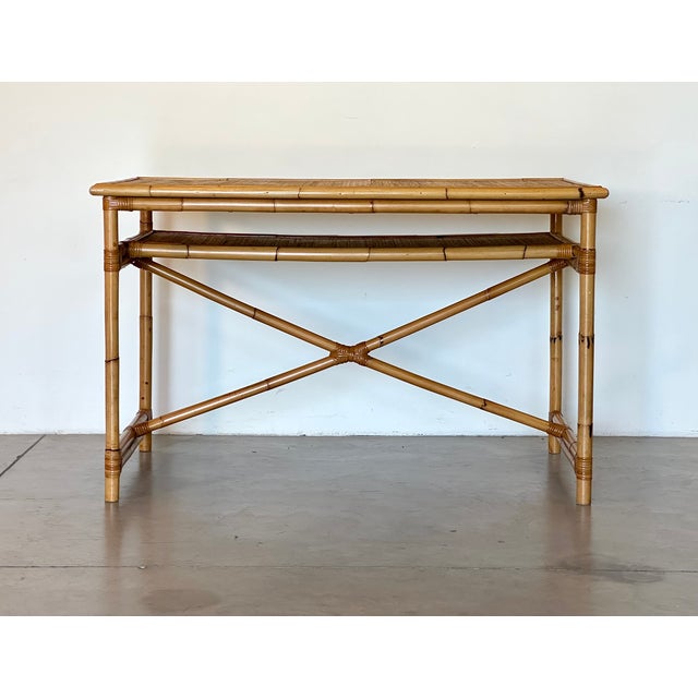 Vintage Wicker and Bamboo Desk, 1970s For Sale - Image 6 of 13