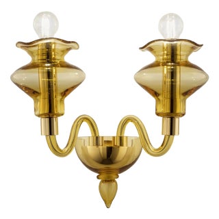 Linear Modern Amber Murano Glass Wall Sconce by Simoeng for Simoeng For Sale