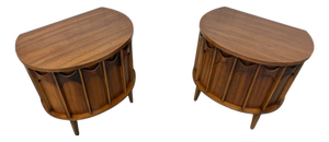 Mid-Century Modern Kent Coffey "Perspecta" Walnut Commode Nightstands - Set of 2