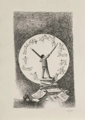 1970s "The Clock" Lithograph by Roland Topor