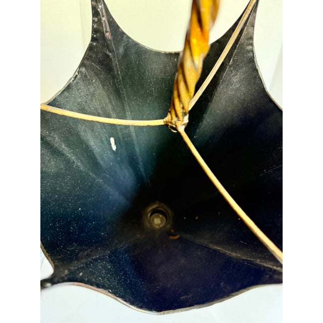 1960s Italian Figurative Black & Gold Floral Tole Umbrella Stand For Sale In Los Angeles - Image 6 of 12