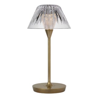 Waterford by Visual Comfort Signature Blaze 12" Rechargeable Table Lamp in Natural Brass with Clear Crystal For Sale