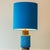 1970s Aqua and Brown Ceramic Table Lamp with Blue Silk Lampshade attributed to R. Houben for Bitossi, 1970 For Sale - Image 5 of 9