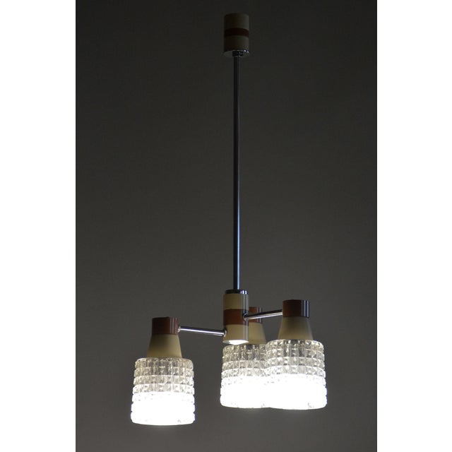 Mid-Century Chandelier in Chromed Steel and Glass from Drukov, Czech, 1970s For Sale - Image 10 of 12