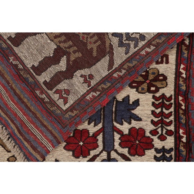 Textile 2010s Rug & Kilim’s Persian Barjasta Style Rug in Beige With Red & Blue Deer Pictorial For Sale - Image 7 of 7