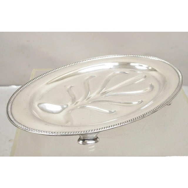 Vintage Community Plate English Regency Silver Plated Oval Meat Cutlery Serving Platter For Sale - Image 9 of 11