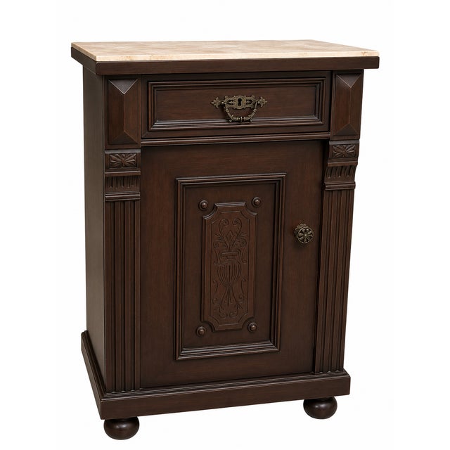 Traditional Eastlake Victorian Marble-Top Nightstands. - Pair For Sale - Image 3 of 6