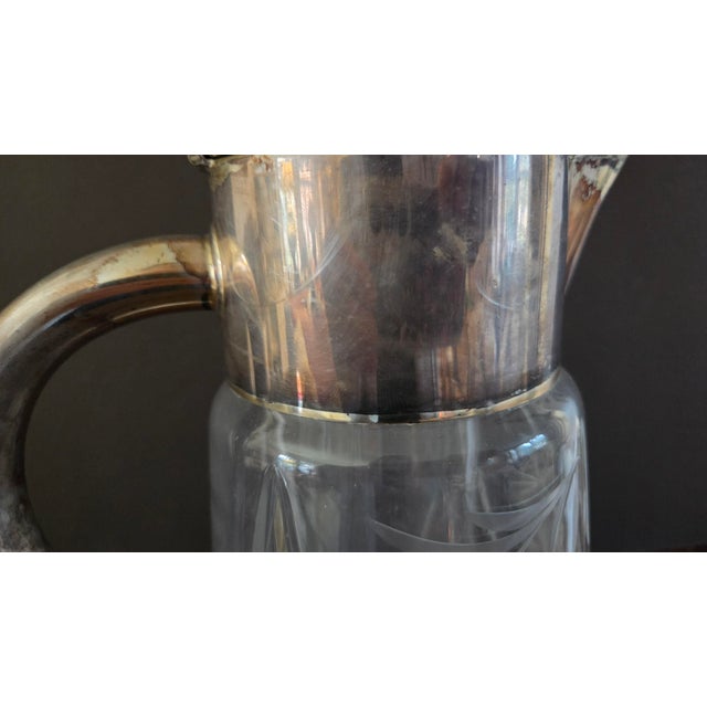 1930s German Cut Crystal and Silverplate Cooling-Tube Lemonade Pitcher For Sale - Image 9 of 18
