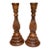 Vintage Traditional Style Carved Wood Candlestick Holders Pair For Sale