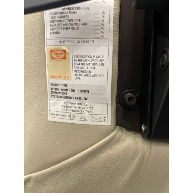 Cream Poltrona Frau Leather Executive Chair For Sale - Image 8 of 9