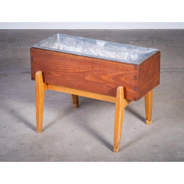 Mid-Century Modern Danish Teak and Beech Planter with Zinc Liner, 1950s For Sale - Image 3 of 8