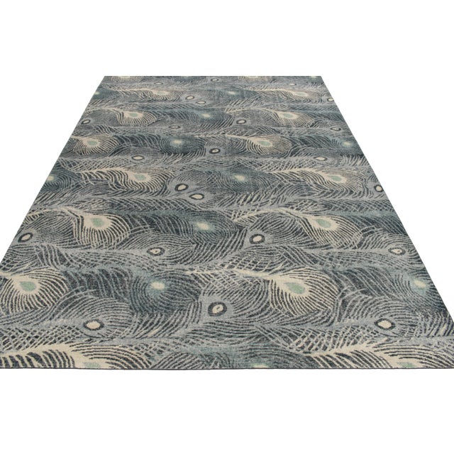 Contemporary Rug & Kilim’s Oversized Plume Rug in Blue, 12x14 For Sale - Image 3 of 6
