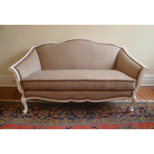French Settee Sofa With New Stroheim Upholstery and Paint Chairish