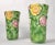 Charming Set of Vintage Floral 3D Italian Majolica Vases in the Style of Delphin Massier Vallauris, hand-painted in Green,...