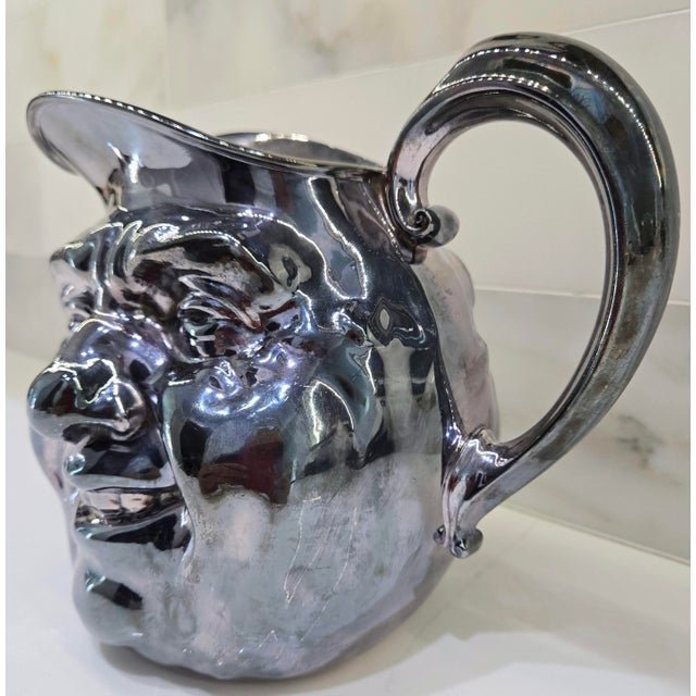 Vintage Reed & Barton “Sunny Jim” Silver Plate Figural Face Water Pitcher, Marked 5640 – Mid‑Century Barware & Collectible Serveware For Sale In Dallas - Image 6 of 10