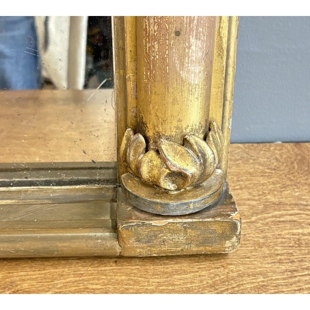Antique 19th Century French Empire Giltwood Gesso Mantel Mirror With Foxed Glass For Sale - Image 11 of 16