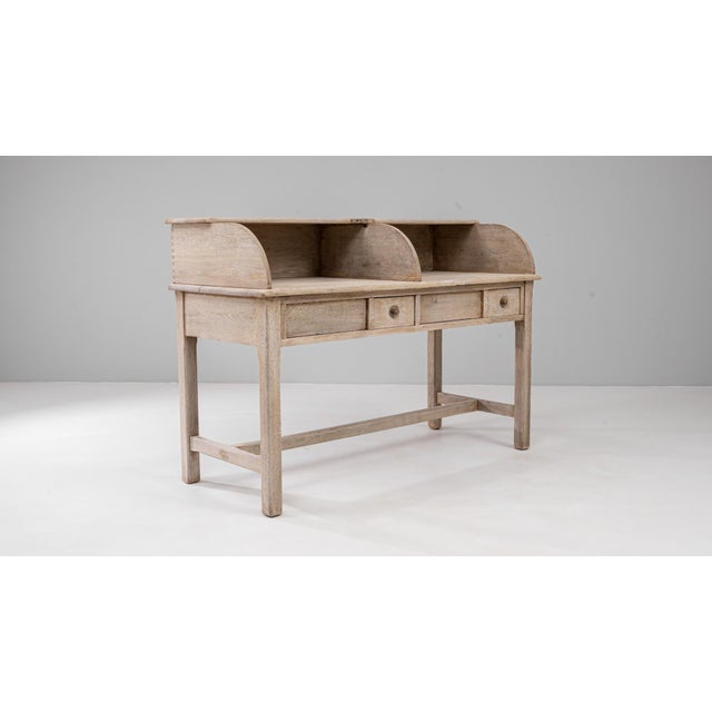 Wood 20th Century Belgian Oak Secretary Desk With Drawers For Sale - Image 7 of 18