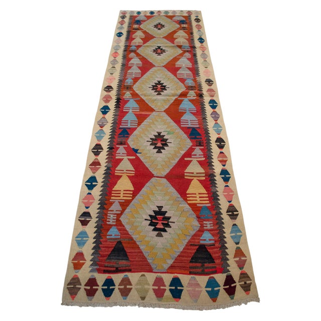 Textile Vintage Turkish Runner Rug Handmade Kilim Hallway Decor, Kitchen Decor, Bedside Rug - 2′9″ × 8′11″ For Sale - Image 7 of 11