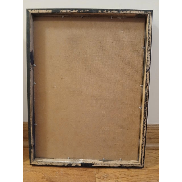 This oil painting on board features a warm, creamy white background brought to life with bold, textured strokes of burnt...
