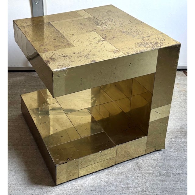 Metal Mid Century Paul Evans for Directional Cityscape Brass Side Table For Sale - Image 7 of 12