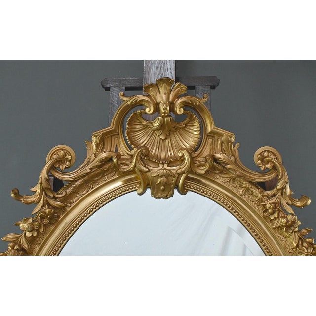 Large Louis XV Gilded Wood Mirror For Sale - Image 5 of 14