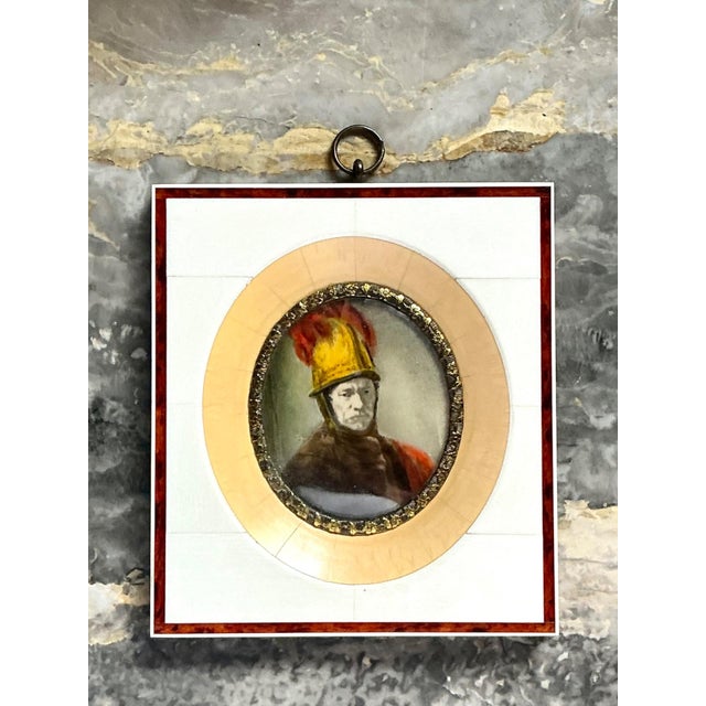 Vintage Hand-Painted Portrait Miniature For Sale - Image 14 of 17
