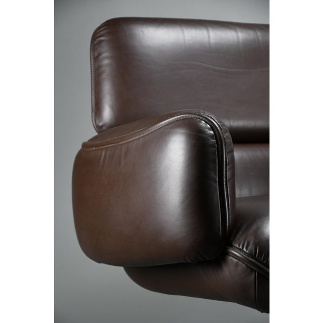 Brown Mid-Century Executive Armchair in Brown Leather by Otto Zapf for Knoll International, 1960s For Sale - Image 8 of 14