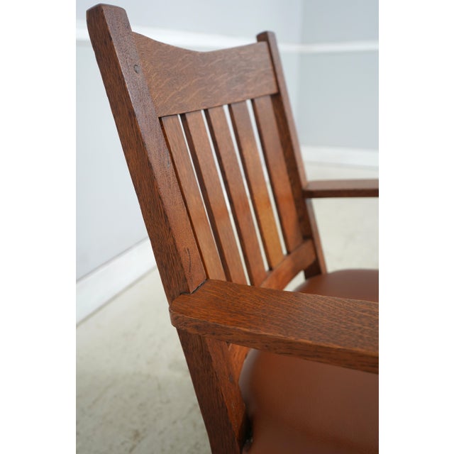 Antique L&jg Stickley Leather Seat Rocking Chair For Sale In Philadelphia - Image 6 of 18