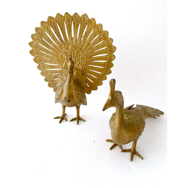 Mid 20th Century Vintage Large Gold Peacock Bird Decor Bookend For Sale - Image 5 of 10
