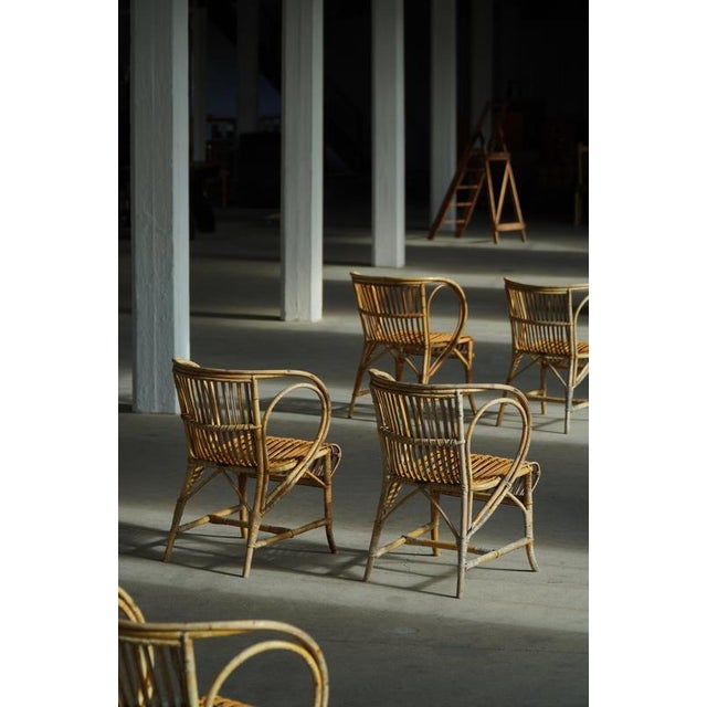 Danish Modern Bamboo Dining Chairs by Robert Wengler, 1930s, Set of 6 For Sale - Image 9 of 18