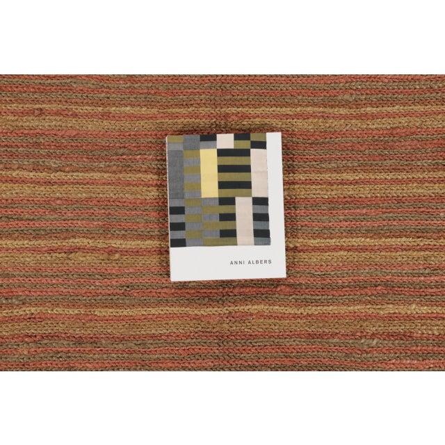 Rug & Kilim's Contemporary Square Flat Weave in Brown, Orange and Gold Stripes For Sale - Image 10 of 10