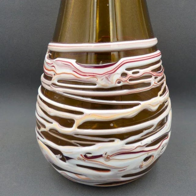 Glass Vase with Melted Ribbon Strands from Venini, 1960s For Sale - Image 3 of 8